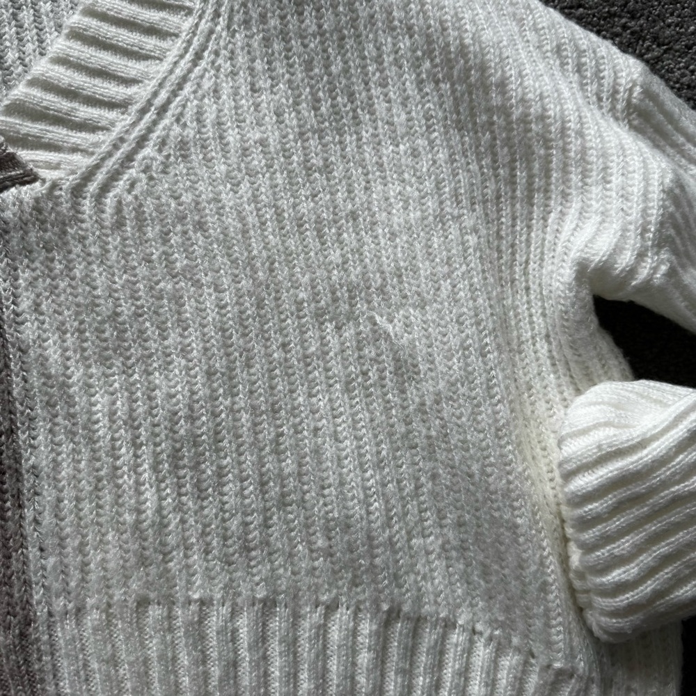 Altar'd State Cream and Tan V-Neck Sweater - Picture 3 of 3